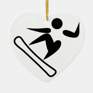 Snowboarding Pictograph Ceramic Ornament