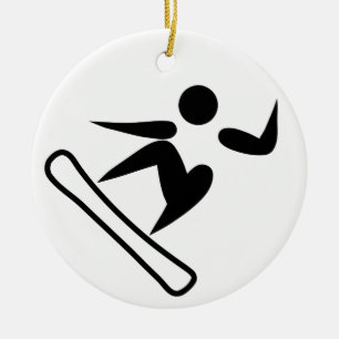 Snowboarding Pictograph Ceramic Ornament