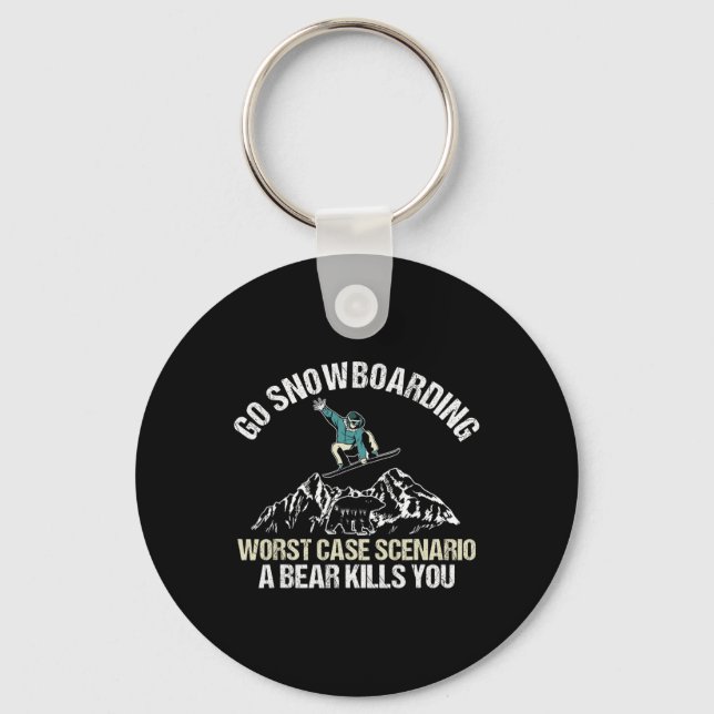 Snowboarding Player Snowboard Bear Winter Sport Sn Keychain (Front)