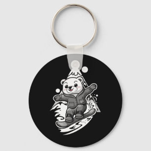 Snowboarding Polar Bear Mountain Snowboard Snowboa Keychain