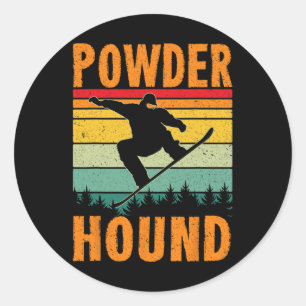 Snowboarding - Powder Hound Classic Round Sticker