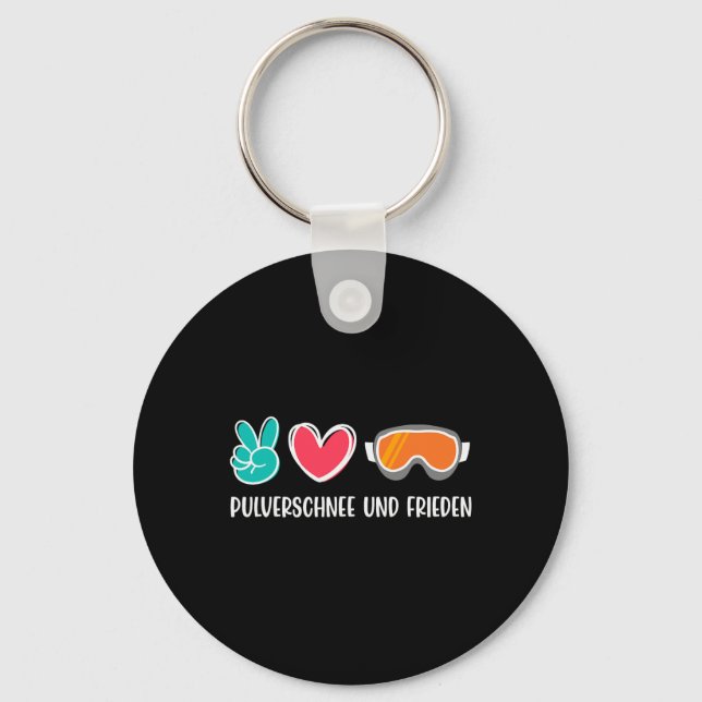 Snowboarding Powder Snow And Peace Funny Snowboard Keychain (Front)