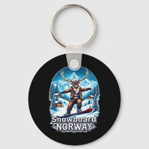 Snowboarding Reindeer Adventure In Norway  Keychain