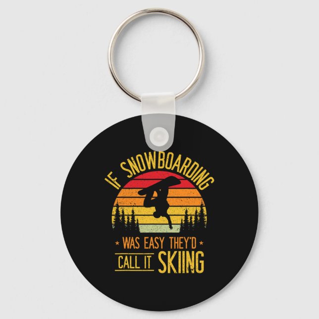 Snowboarding Retro Skiing On Snow Snowboarder  Keychain (Front)