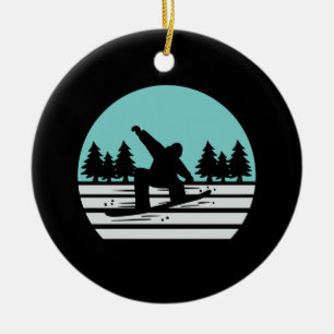 Snowboarding Retro Vintage Ceramic Ornament