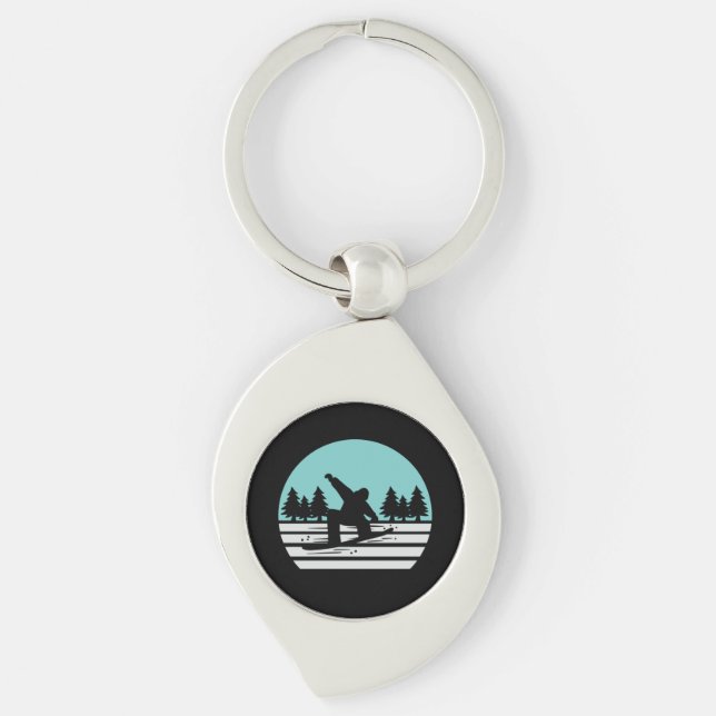 Snowboarding Retro Vintage Keychain (Front)