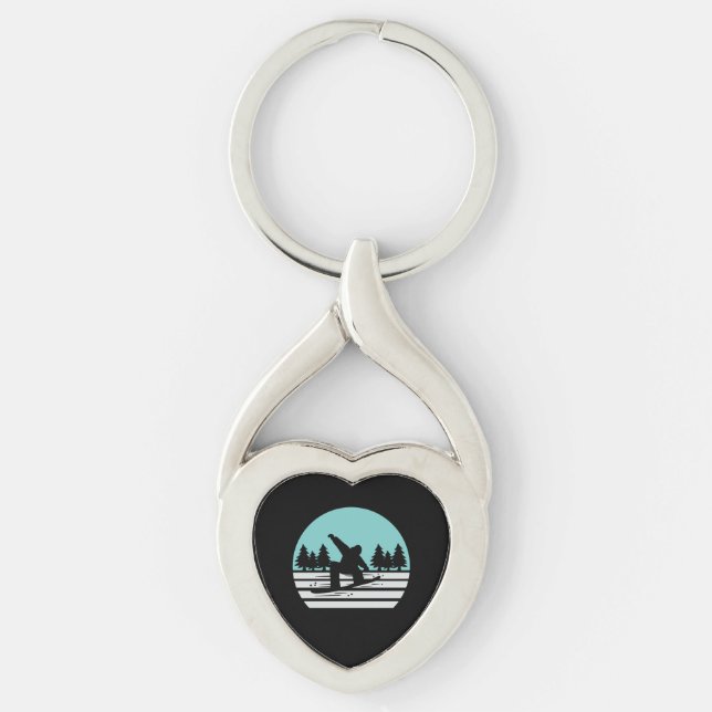 Snowboarding Retro Vintage Keychain (Front)
