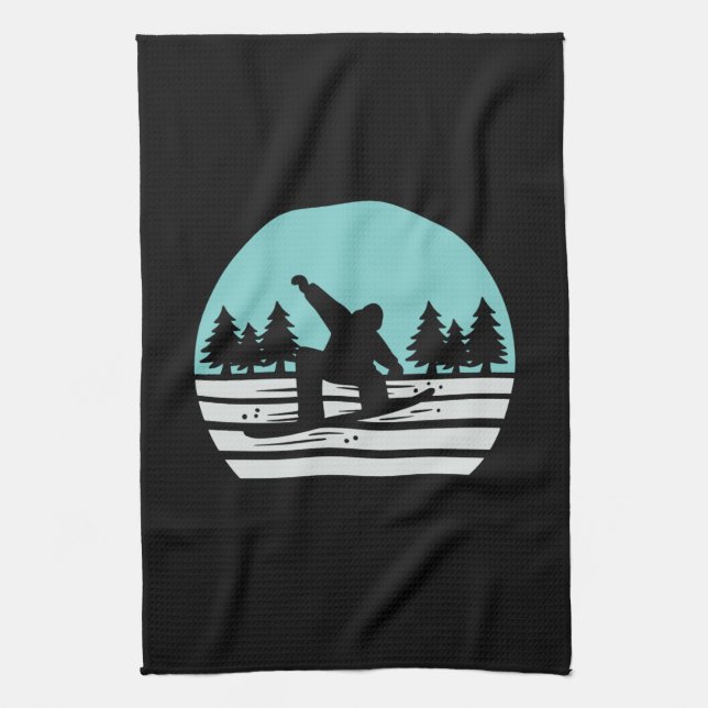 Snowboarding Retro Vintage Kitchen Towel (Vertical)