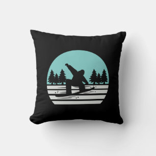 Snowboarding Retro Vintage Throw Pillow