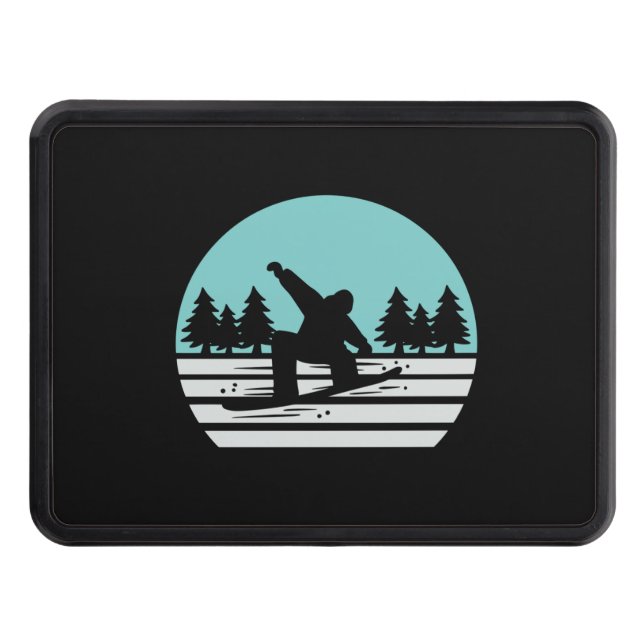 Snowboarding Retro Vintage Trailer Hitch Cover (Front)