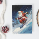 Snowboarding Santa Holiday Card<br><div class="desc">This design was created though digital art. It may be personalized in the area provided by changing the photo and/or text. Or it can be customized by choosing the click to customize further option and delete or change the colour the background, add text, change the text colour or style, or...</div>