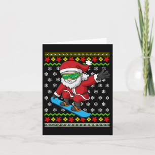 Snowboarding Santa Snowboarder Ugly Christmas Snow Card