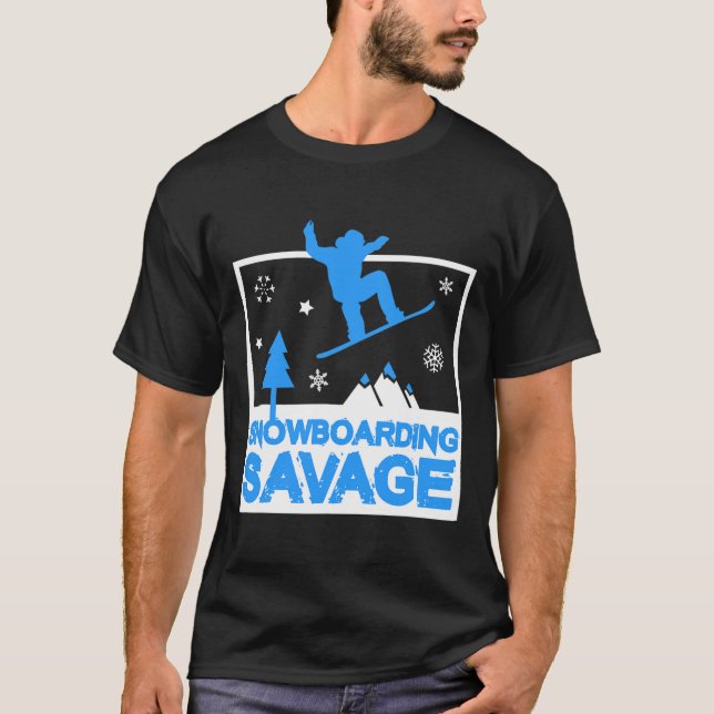 Snowboarding Savage Kids Cool Youth Freestyle Snow T-Shirt (Front)