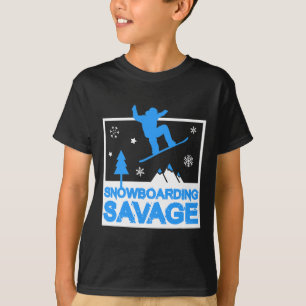 Snowboarding Savage Kids Cool Youth Freestyle Snow T-Shirt