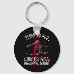 Snowboarding Shirt For Men Christmas Pyjamas Xmas Keychain