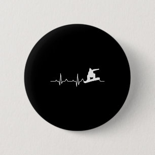 Snowboarding Shirt Heartbeat Snowboarder Gift  2 Inch Round Button