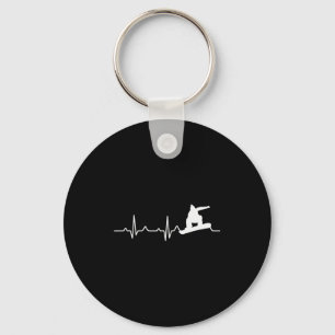 Snowboarding Shirt Heartbeat Snowboarder Gift Keychain