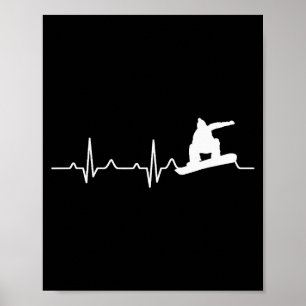 Snowboarding Shirt Heartbeat Snowboarder Gift Poster