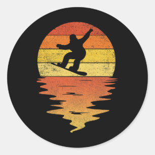 Snowboarding Shirt Retro Sunset 70s Vintage Snowbo Classic Round Sticker