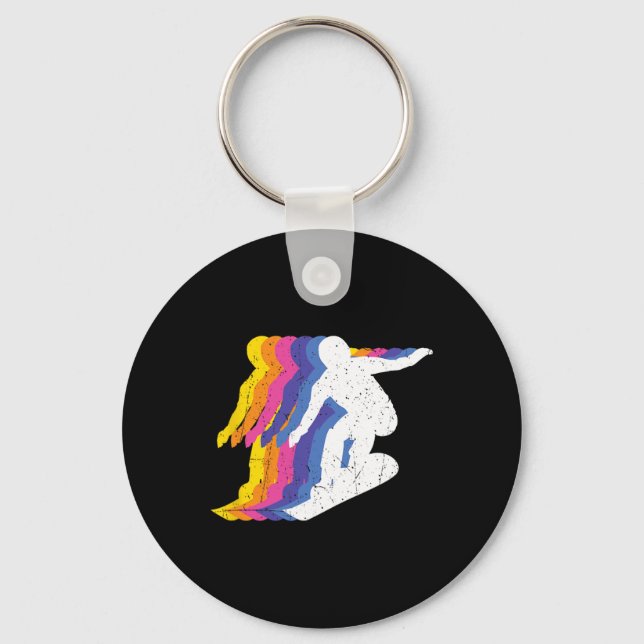 Snowboarding Shirts Retro Vintage Snowboarder - Sn Keychain (Front)