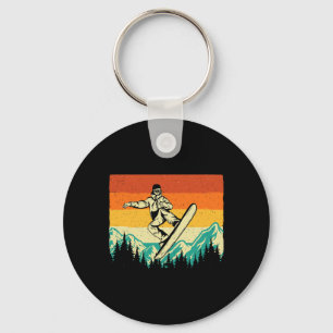 Snowboarding Shirts Retro Vintage Snowboarder - Wi Keychain