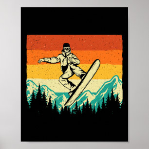 Snowboarding Shirts Retro Vintage Snowboarder - Wi Poster