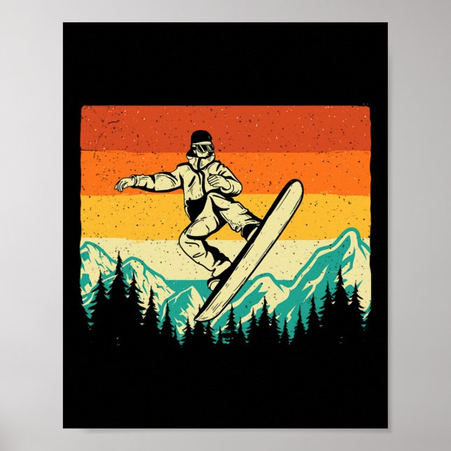 Snowboarding Shirts Retro Vintage Snowboarder - Wi Poster (Front)