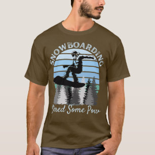Snowboarding Shred Some Pow Cool Vintage Blue Suns T-Shirt