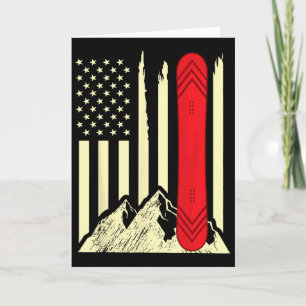 Snowboarding Skiing Snowboard American Flag Snowbo Card
