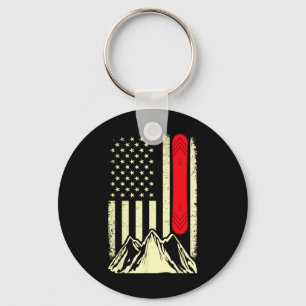 Snowboarding Skiing Snowboard American Flag Snowbo Keychain