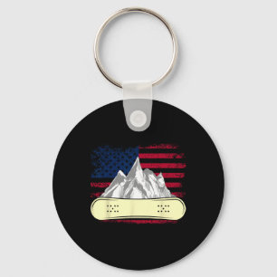 Snowboarding Skiing Snowboard American Flag Snowbo Keychain