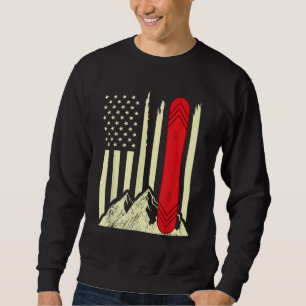 Snowboarding Skiing Snowboard American Flag Snowbo Sweatshirt