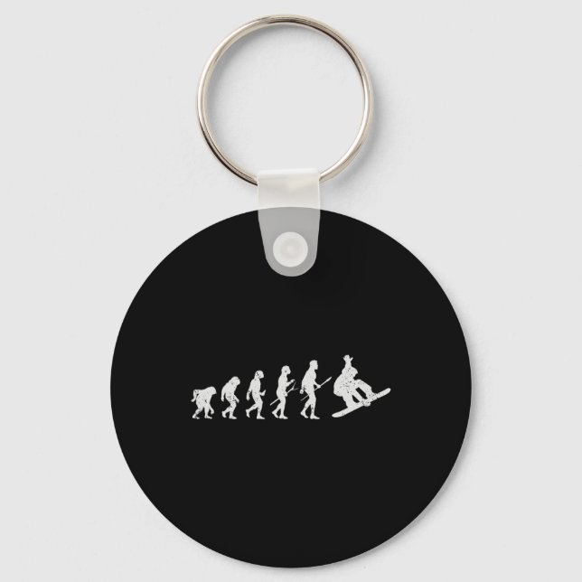 Snowboarding Skiing Snowboarder Winter Funny Evolu Keychain (Front)