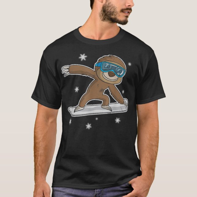 Snowboarding Sloth Snowboarder Snowboard Winter Sp T-Shirt (Front)
