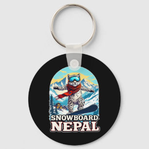 Snowboarding Snow Leopard Adventure In Nepal  Keychain