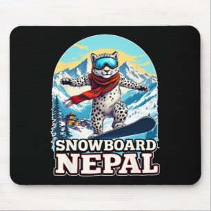 Snowboarding Snow Leopard Adventure In Nepal Mouse Pad