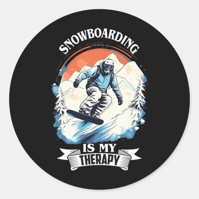 Snowboarding Snow Therapy Snowboard Retro Snow Vac Classic Round Sticker (Front)