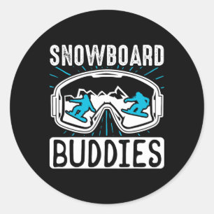Snowboarding Snowboard Buddies  Classic Round Sticker