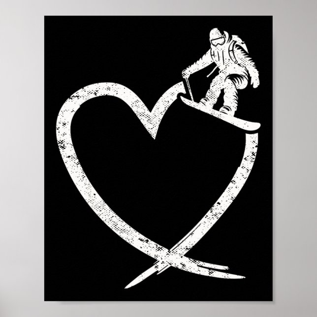 Snowboarding Snowboard Heart Vintage  Poster (Front)