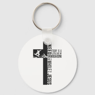 Snowboarding Snowboard Jesus Faith Cross  Keychain