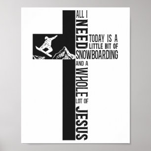 Snowboarding Snowboard Jesus Faith Cross  Poster