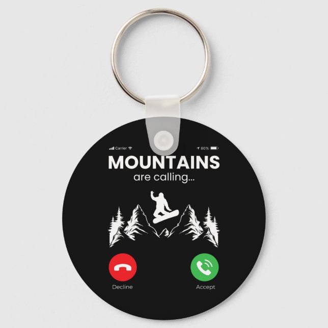 Snowboarding Snowboard Mobile Phone Display Mounta Keychain (Front)
