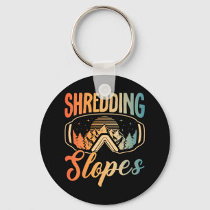 Snowboarding Snowboard Outfit Shredding Slopes Sno Keychain