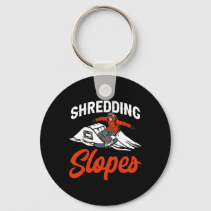 Snowboarding Snowboard Outfit Shredding Slopes Sno Keychain