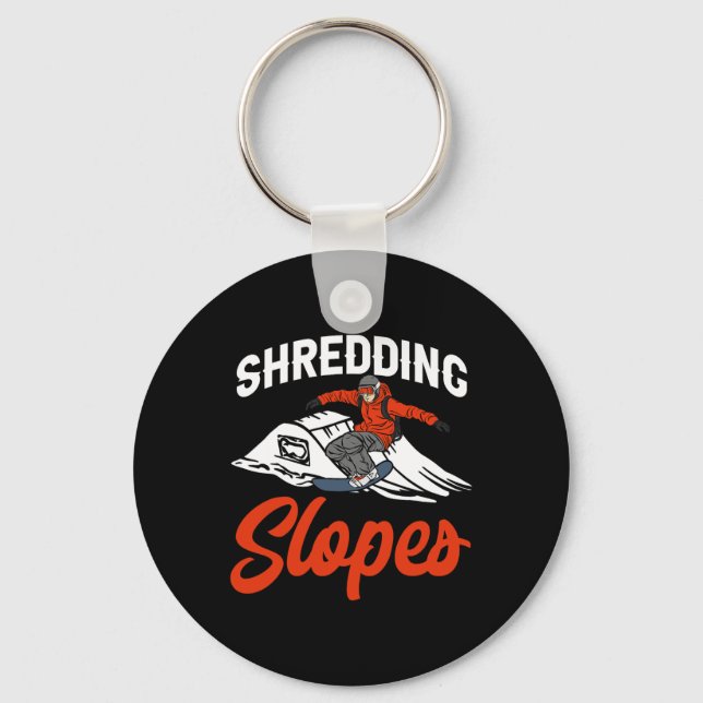 Snowboarding Snowboard Outfit Shredding Slopes Sno Keychain (Front)