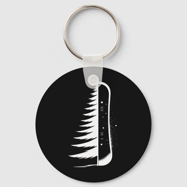 Snowboarding Snowboard Pine Tree Snowboarder  Keychain (Front)