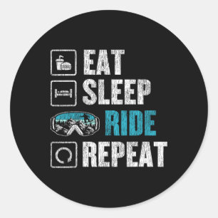 Snowboarding Snowboard Ride Eat Sleep Ride Repeat Classic Round Sticker