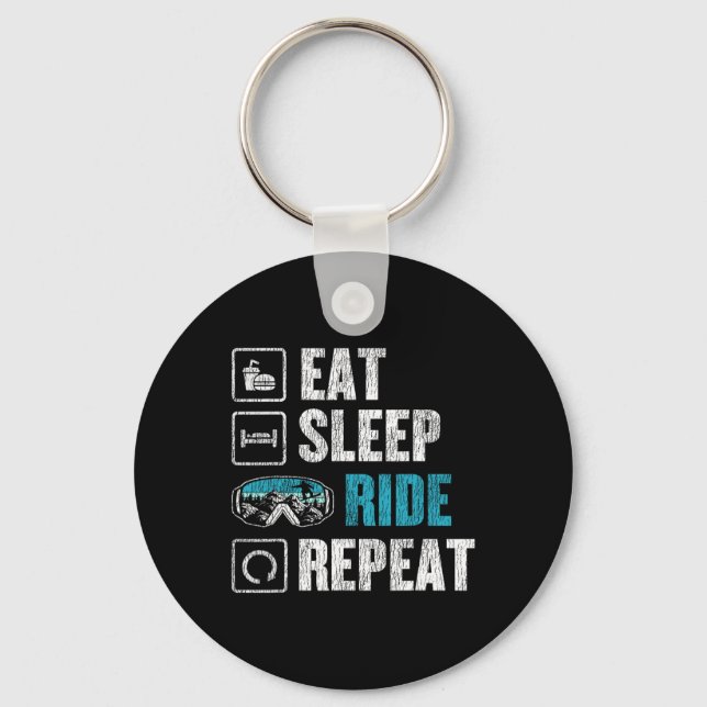 Snowboarding Snowboard Ride Eat Sleep Ride Repeat  Keychain (Front)