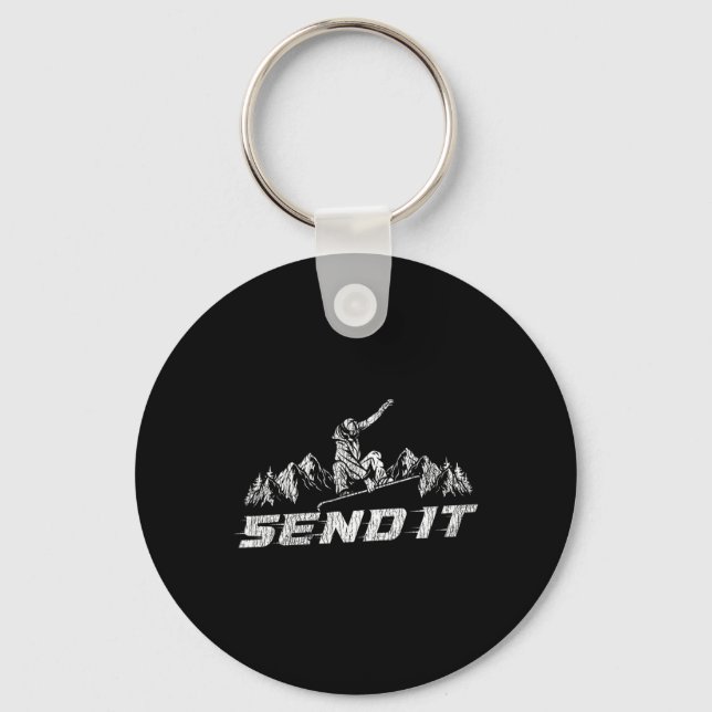 Snowboarding Snowboard Send It  Keychain (Front)