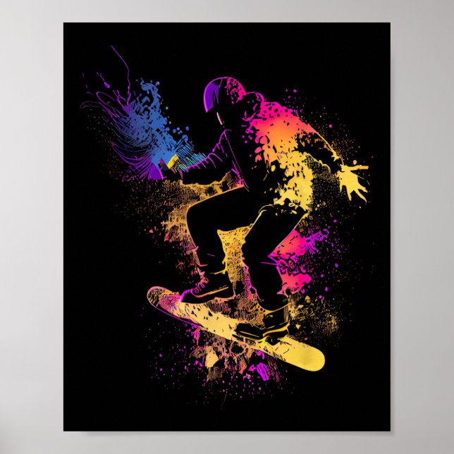 Snowboarding Snowboard Silhouette Gift  Poster (Front)